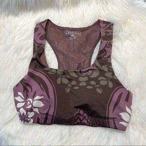 ATHLETA Sports Bra size 32B Purple Plum Soft Mauve Sage Floral Botanical